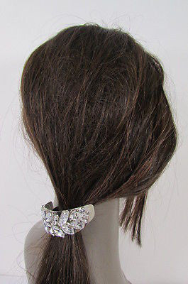 Sexy Women Silver Metal Ponytail Holder Silver Rhinestones Fashion Hair Jewelry - alwaystyle4you - 6