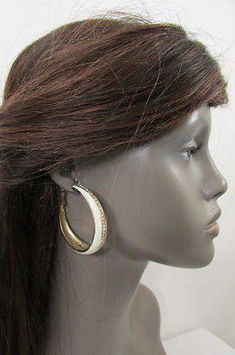 N. Women Gold White Metal Classic Hoop Fashion Earrings Set Multi Rhinestones - alwaystyle4you - 6