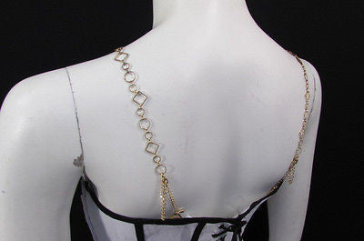 New Women Decorative Accessories Lingerie Bra Straps Gold Metal Squares Circles - alwaystyle4you - 12