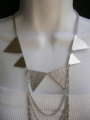 Women Long Silver Multi Center Ring Layers Chains Body Fashion Jewelry Necklace - alwaystyle4you - 4