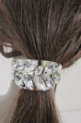 Sexy Women Silver Metal Ponytail Holder Silver Rhinestones Fashion Hair Jewelry - alwaystyle4you - 7