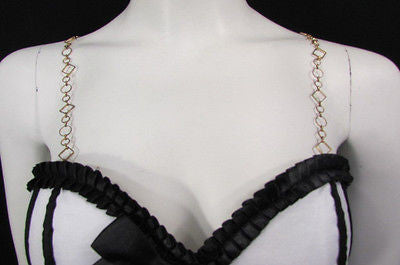 New Women Decorative Accessories Lingerie Bra Straps Gold Metal Squares Circles - alwaystyle4you - 4