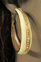 N. Women Gold White Metal Classic Hoop Fashion Earrings Set Multi Rhinestones - alwaystyle4you - 2