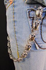 New Men Women Silver Metal Long Wallet Chains Key Chain Thick Skulls Skeleton Biker Punk Rocker Accessory - alwaystyle4you - 1