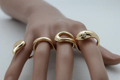 Gold Metal Wrap Around 4 Fingers Snake Band Long Ring