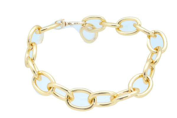 Women Gold Metal Chunky Chain Thick Links Boot Bracelet Shoe Band Anklet Strap Adjustable Size