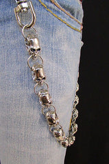 New Men Women Silver Metal Long Wallet Chains Key Chain Thick Skulls Skeleton Biker Punk Rocker Accessory - alwaystyle4you - 2