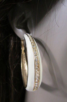 N. Women Gold White Metal Classic Hoop Fashion Earrings Set Multi Rhinestones - alwaystyle4you - 12