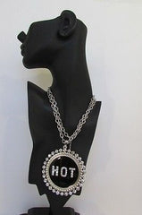 Casual Women Silver Metal Chains Fashion Necklace Black HOT Pendant Rhinestone - alwaystyle4you - 4