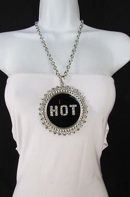 Casual Women Silver Metal Chains Fashion Necklace Black HOT Pendant Rhinestone - alwaystyle4you - 5