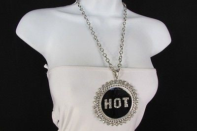 Casual Women Silver Metal Chains Fashion Necklace Black HOT Pendant Rhinestone - alwaystyle4you - 7