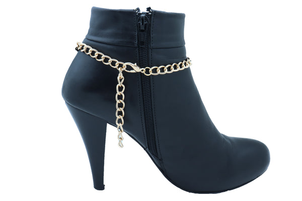 Women Gold Boot Chain Bracelet Western Shoe Black Arrow Retro Style Charm Anklet One Size