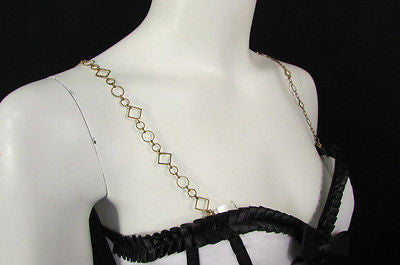 Women Decorative Accessories Lingerie Bra Straps Gold Metal Squares Circles - alwaystyle4you - 8