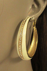 N. Women Gold White Metal Classic Hoop Fashion Earrings Set Multi Rhinestones - alwaystyle4you - 9