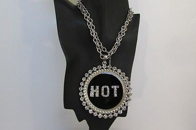 Casual Women Silver Metal Chains Fashion Necklace Black HOT Pendant Rhinestone - alwaystyle4you - 10