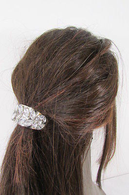 Sexy Women Silver Metal Ponytail Holder Silver Rhinestones Fashion Hair Jewelry - alwaystyle4you - 1