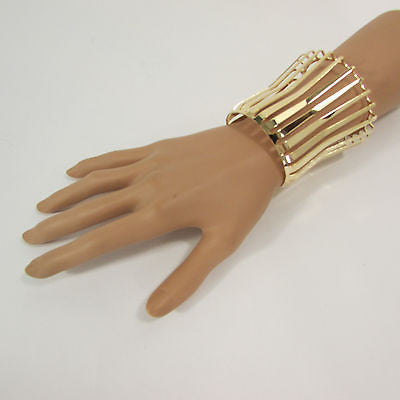Gold Wide Metal Cuff Bracelet Unique Cut Shape  3" Long New Women Fashion Jewelry Accessories - alwaystyle4you - 9