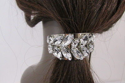 Sexy Women Silver Metal Ponytail Holder Silver Rhinestones Fashion Hair Jewelry - alwaystyle4you - 2