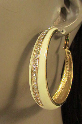 N. Women Gold White Metal Classic Hoop Fashion Earrings Set Multi Rhinestones - alwaystyle4you - 5