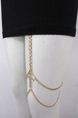 New Women Gold Thigh Leg Metal Chain Links Garter Big Cross Fashion Body Jewelry - alwaystyle4you - 6