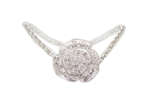 Brand New Women Silver Metal Boot Chain Bracelet Western Shoe Rose Flower Charm Jewelry