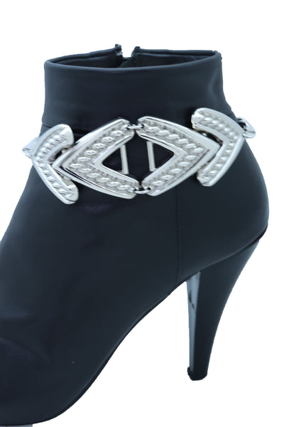 New Women Silver Metal Chain Western Boot Bracelet Shoe Anklet Arrow Charm Jewelry One Size
