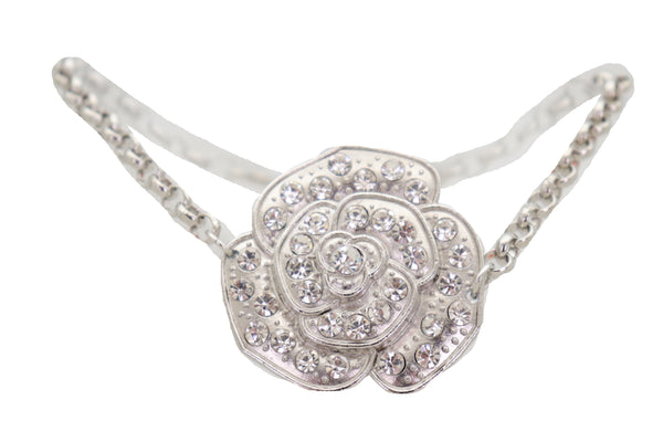 Brand New Women Silver Metal Boot Chain Bracelet Western Shoe Rose Flower Charm Jewelry