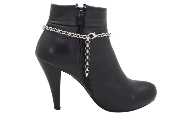Brand New Women Silver Metal Boot Chain Bracelet Western Shoe Rose Flower Charm Jewelry