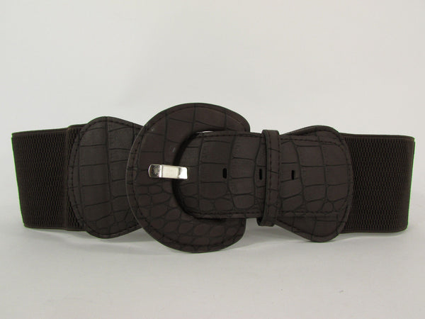 New women belt elastic Dark brown hip high waist fashion plus size M L XL