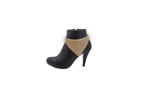 Brand New Women Shiny Gold Metal Boot Chain Band Bracelet Shoe Bling Bandanna Charm Anklet