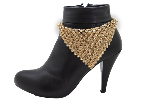 Brand New Women Shiny Gold Metal Boot Chain Band Bracelet Shoe Bling Bandanna Charm Anklet
