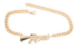 Gold Metal Boot Chain Bracelet Shoe Jewelry Weapon M16 Gun Rifle Charm