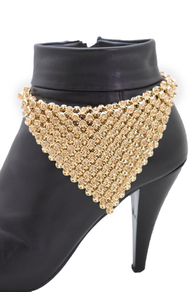 Brand New Women Shiny Gold Metal Boot Chain Band Bracelet Shoe Bling Bandanna Charm Anklet