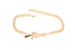 Gold Metal Boot Chain Bracelet Shoe Jewelry Weapon M16 Gun Rifle Charm