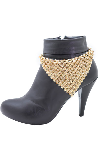 Brand New Women Shiny Gold Metal Boot Chain Band Bracelet Shoe Bling Bandanna Charm Anklet