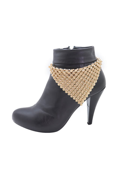 Brand New Women Shiny Gold Metal Boot Chain Band Bracelet Shoe Bling Bandanna Charm Anklet
