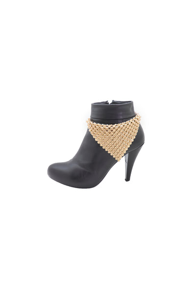 Brand New Women Shiny Gold Metal Boot Chain Band Bracelet Shoe Bling Bandanna Charm Anklet