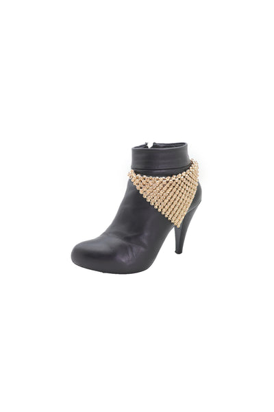Brand New Women Shiny Gold Metal Boot Chain Band Bracelet Shoe Bling Bandanna Charm Anklet