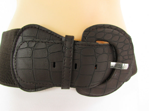 New women belt elastic Dark brown hip high waist fashion plus size M L XL