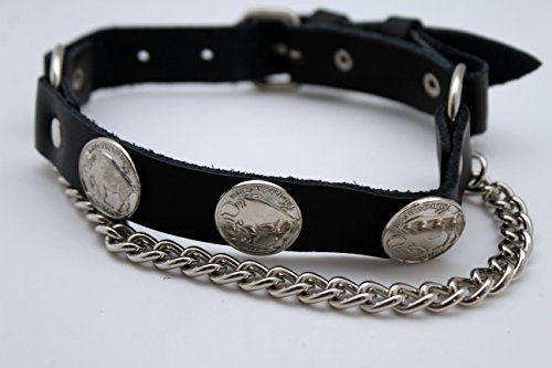 New Men Women Boot Silver Chain Pair Buffalo Charms Leather Biker Straps Western Style