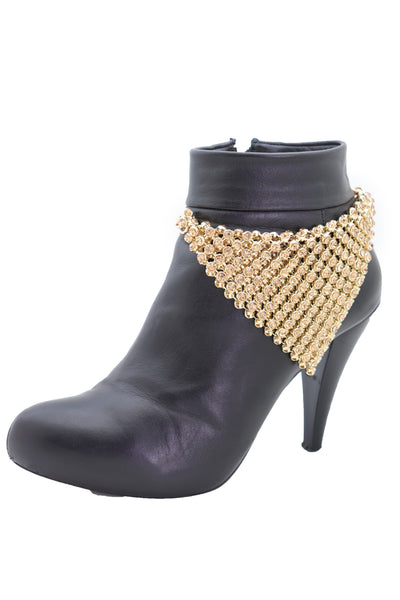 Brand New Women Shiny Gold Metal Boot Chain Band Bracelet Shoe Bling Bandanna Charm Anklet