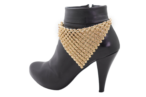Brand New Women Shiny Gold Metal Boot Chain Band Bracelet Shoe Bling Bandanna Charm Anklet