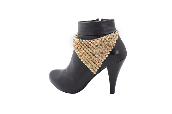 Brand New Women Shiny Gold Metal Boot Chain Band Bracelet Shoe Bling Bandanna Charm Anklet