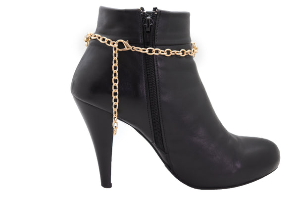 Brand New Women Shiny Gold Metal Boot Chain Band Bracelet Shoe Bling Bandanna Charm Anklet