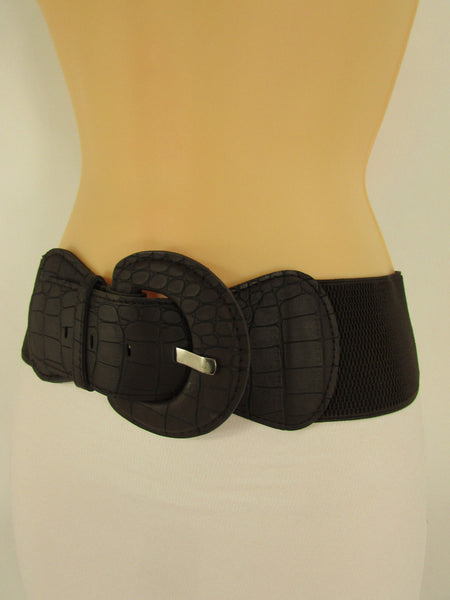 New women belt elastic Dark brown hip high waist fashion plus size M L XL