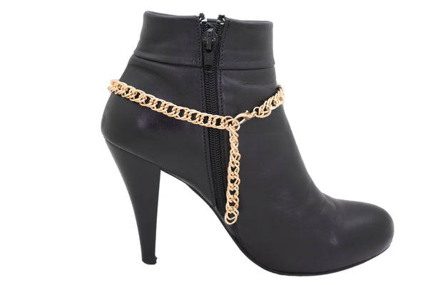 Brand New Women Gold Metal Boot Chain Bracelet Western Shoe Bot Tie Ribbon Charm Jewelry