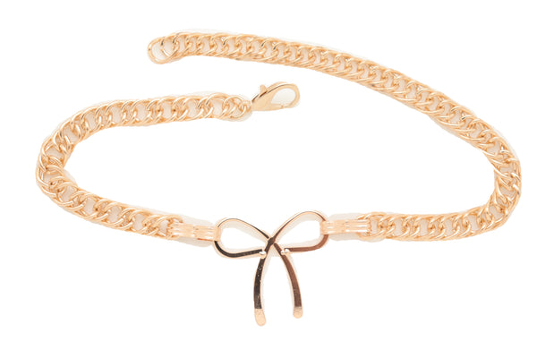 Brand New Women Gold Metal Boot Chain Bracelet Western Shoe Bot Tie Ribbon Charm Jewelry