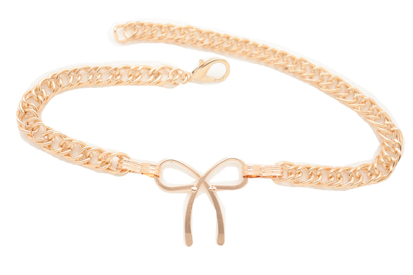 Brand New Women Gold Metal Boot Chain Bracelet Western Shoe Bot Tie Ribbon Charm Jewelry