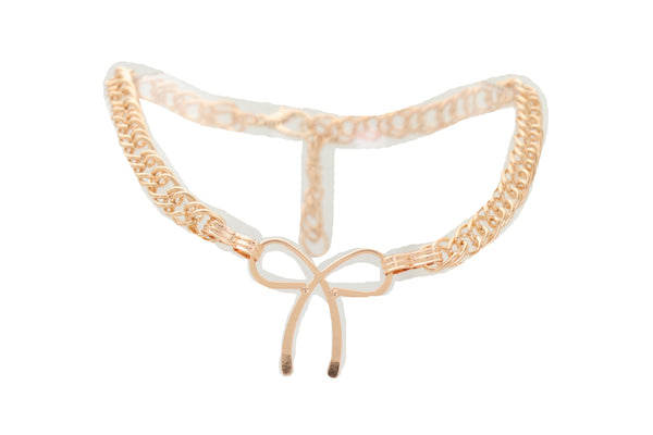 Brand New Women Gold Metal Boot Chain Bracelet Western Shoe Bot Tie Ribbon Charm Jewelry