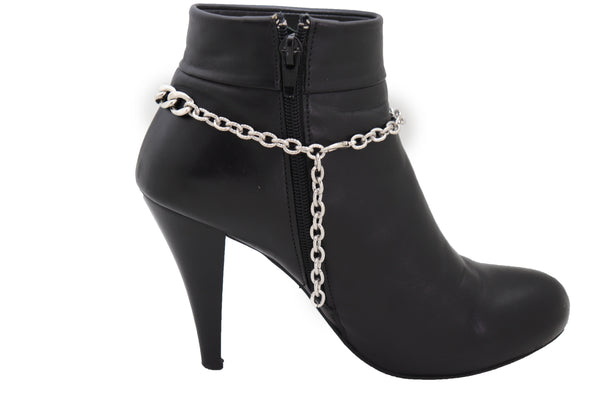 Brand New Women Silver Metal Chain Boot Western Bracelet Shoe Cross Charm Live Love Laugh Adjustable Size